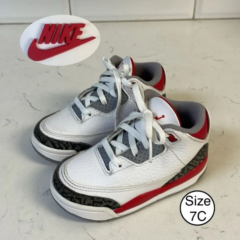 Nike Air Jordan 3 III Retro Fire Red/Wht Cement DM0966-160 Kids Shoes- Size 7C